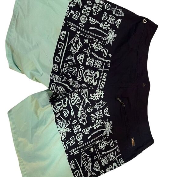 Quiksilver watermen Men's Boardshorts 38 Fish Tree Print Surfing‎ Swim Trunks - Picture 1 of 16